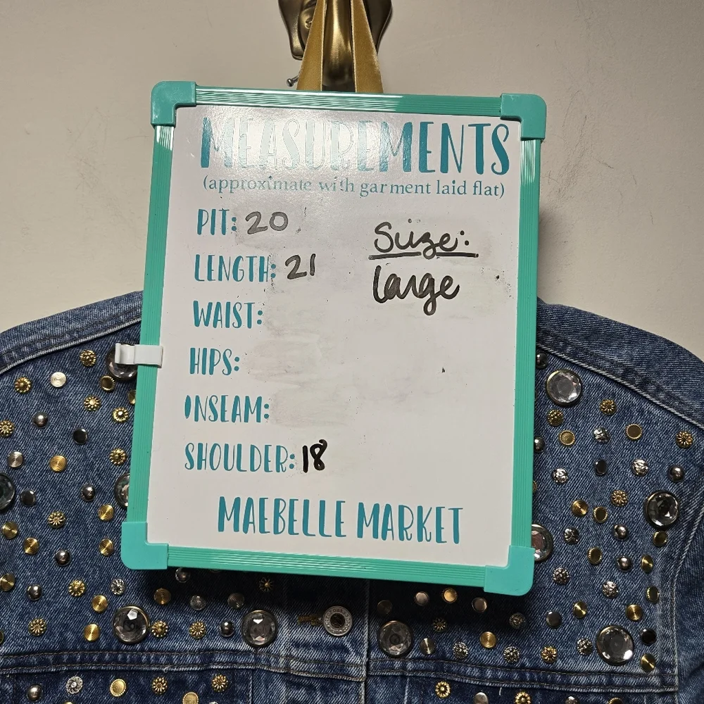 Vintage Gazoz Studded Bejeweled Denim Jacket Size Large Jean Jacket 80s 90s - Picture 11 of 11